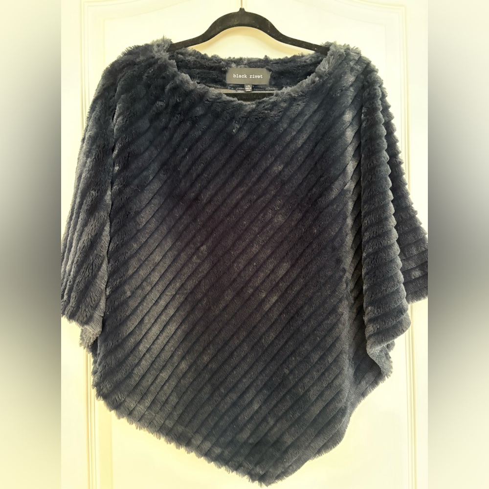 Royal Blue Faux Fur Cape